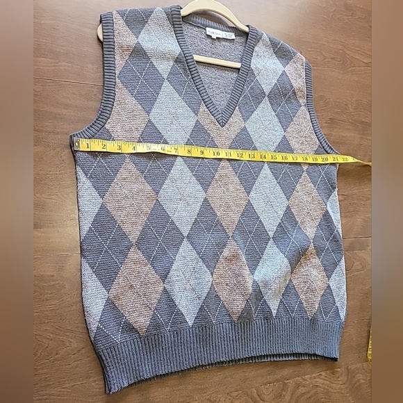 Mister Man Grandpa Sweater Vest Men's Size L Grey Argyle Pattern V-Neck … - Picture 6 of 10
